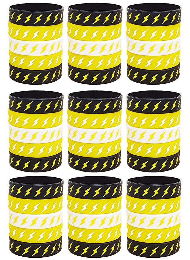 PIBIPAID 48 Lightning bolt Rubber Bracelets Silicone Wristbands for Flash Weather Birthday Gender reveal Baby shower Party Favors Supplies Decorations Favors - Image 1